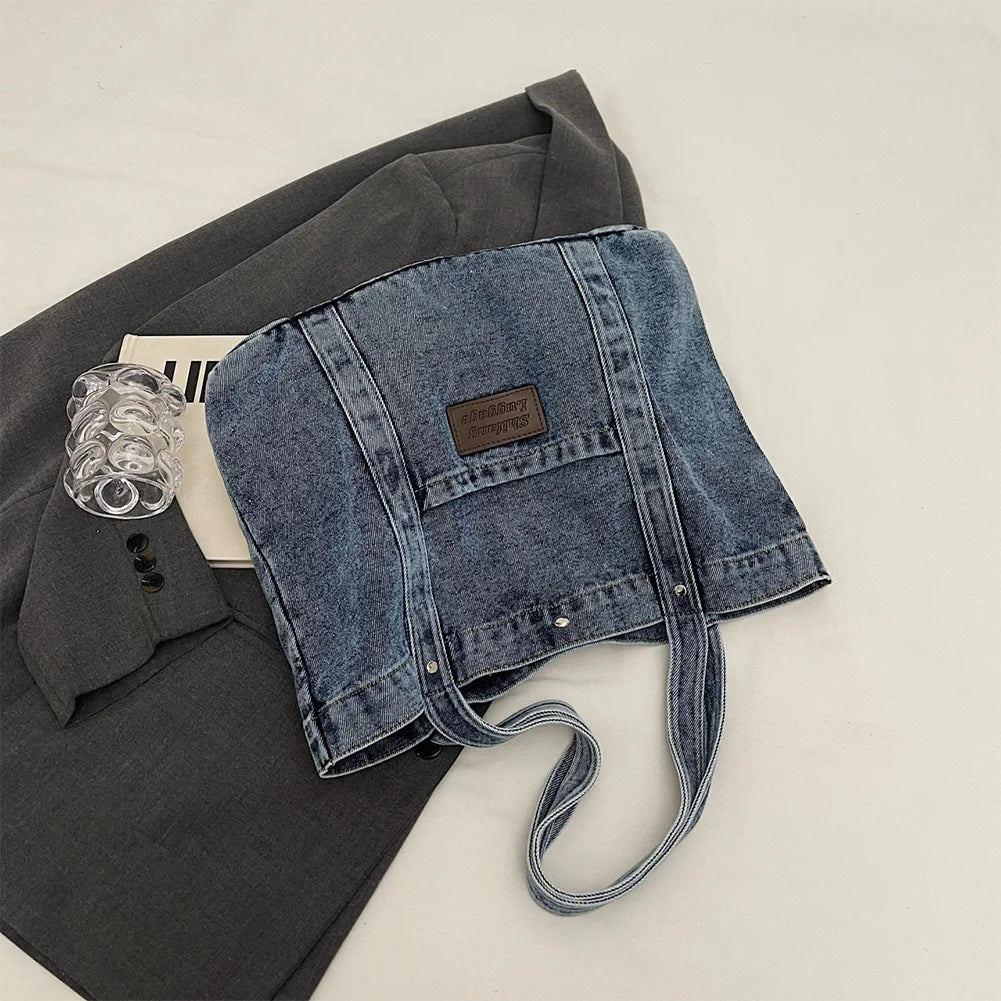 Women’s Denim Shoulder Bag – Large Capacity, Stylish Tote for Casual, Work & Travel 👜✨