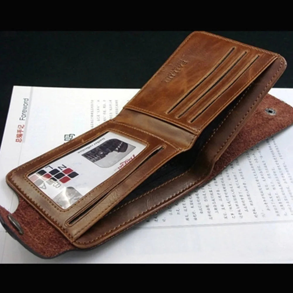 Hunting PU Leather Men’s Wallet – Vintage Bifold Clutch with Multi-Card Holder & Coin Pocket