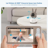 ieGeek 5.2K 3MP Baby Surveillance Camera – 360° PTZ Baby Monitor with Dual-Screen Preview, Motion Detection & Night Vision