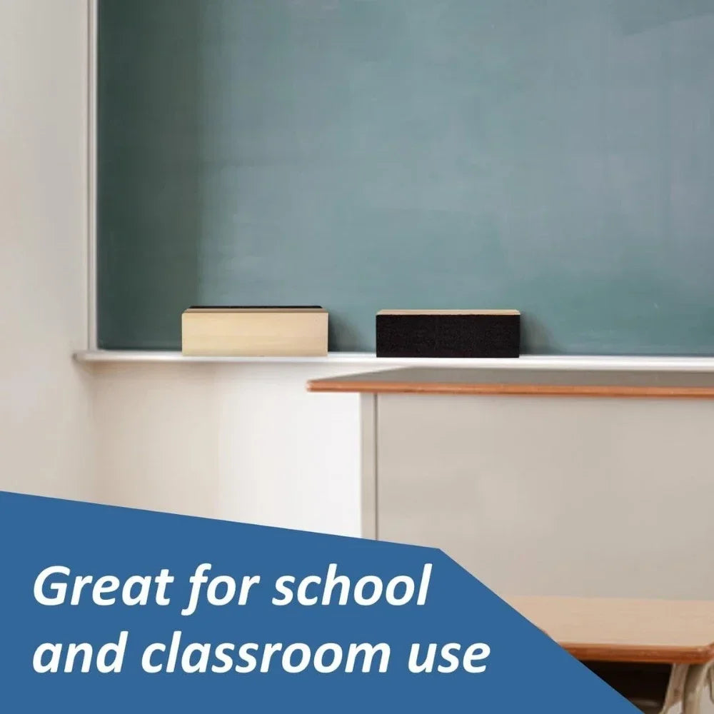 Blackboard Eraser Set – 3-Pack Chalk Erasers with Wooden Handle & Premium Felt