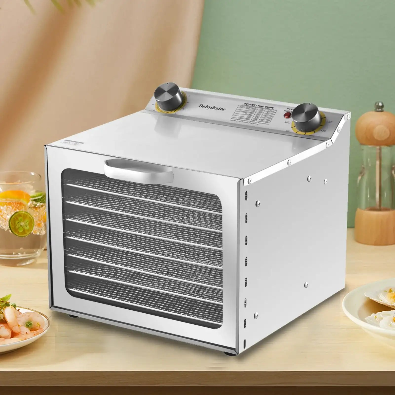 Stainless Steel 8-Tray Electric Food Dehydrator with Temperature Control for Jerky, Fruit & Veggies