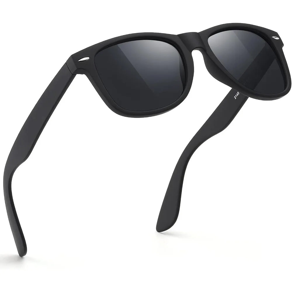 Polarized Retro Sunglasses – Classic Black UV400 Shades for Men & Women, Ideal for Driving & Fishing