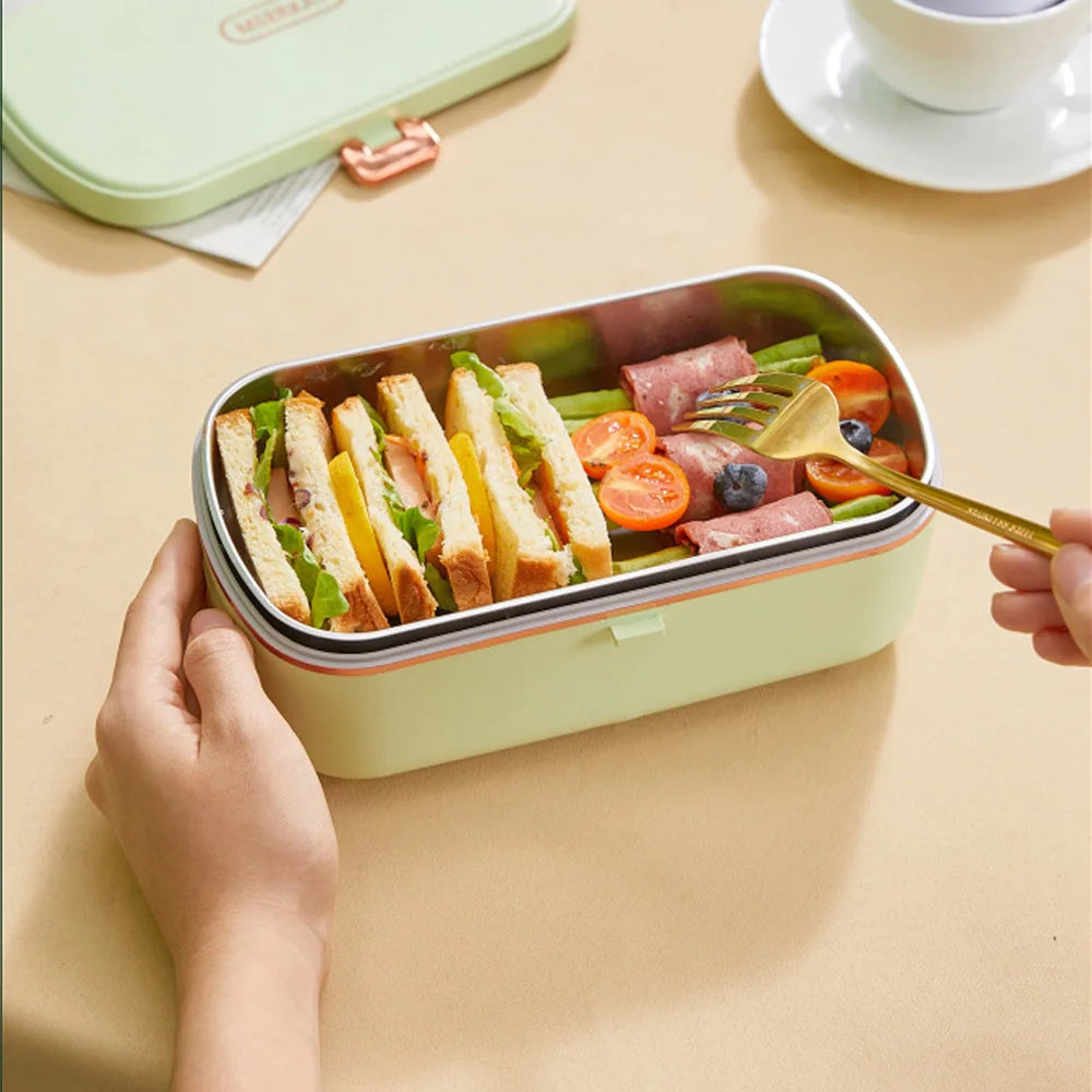Portable Electric Heated Lunch Box (Double-Layer, 200 W) – Stainless Steel Insulated Lunch Box with Heating, for Office, Travel & Work