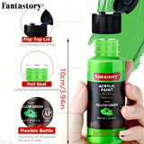Fantastory 60 ml Acrylic Paint Set – 24 Vibrant Colors + 12 Brushes | Canvas, Wood, Glass, Stone Craft Kit