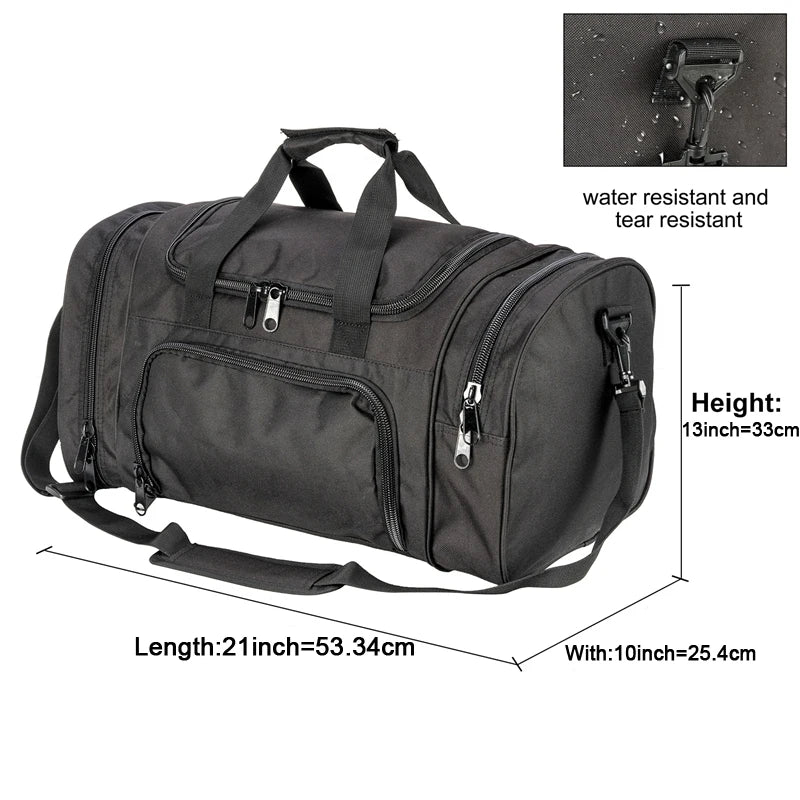 Military tactical travel duffle bag – outdoor sports luggage with shoe compartment, gym, hiking & weekend gear bag for men