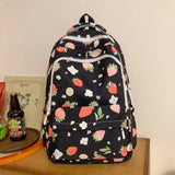 Women’s Strawberry Pattern Backpack – Large-Capacity Student School Bag | Cute Daily Daypack with Adjustable Straps