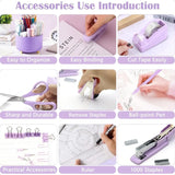 Purple Desk Accessories Set – 360° Pen Holder & Tape Dispenser with Stapler