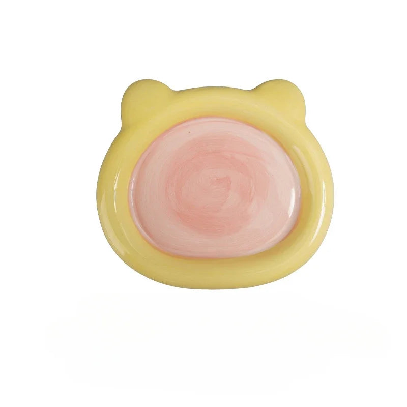 Cute Cartoon Ceramic Cat & Dog Bowl – Durable Food & Water Dish for Pets