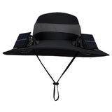 Outdoor Camping & Fishing Solar Fan Hat – Unisex Portable Wide Brim Fisherman Cap with Solar-Powered Cooling Fan