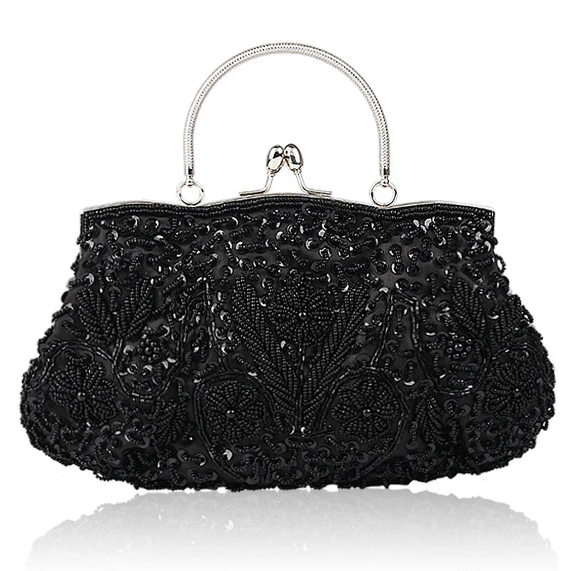 Women’s Beaded Evening Clutch – Elegant Mini Purse with Shoulder Chain for Weddings, Parties & Formal Events