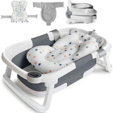 Foldable Baby Bathtub with Thermometer & Floating Cushion – Newborn to Toddler (0-36 Months)