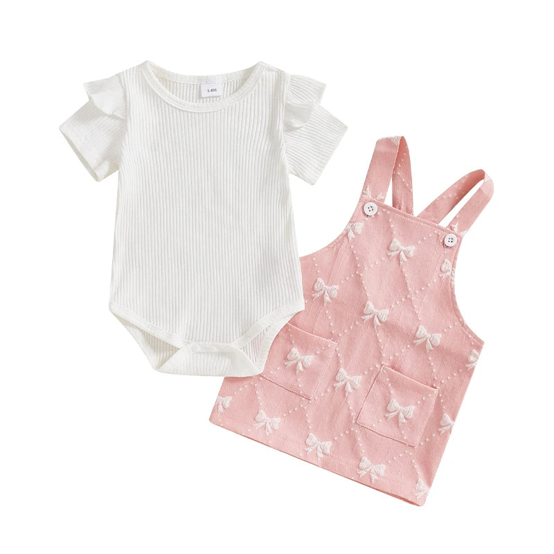 Baby Girls 2-Piece Summer Outfit – Floral Print Sleeveless Romper with Matching Sun Hat for Summer Fun