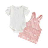Baby Girls 2-Piece Summer Outfit – Floral Print Sleeveless Romper with Matching Sun Hat for Summer Fun