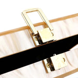 Women’s Striped Acrylic Box Clutch – Trendy Green & Beige Luxury Evening Purse, Casual Cute Handbag for Parties & Special Events