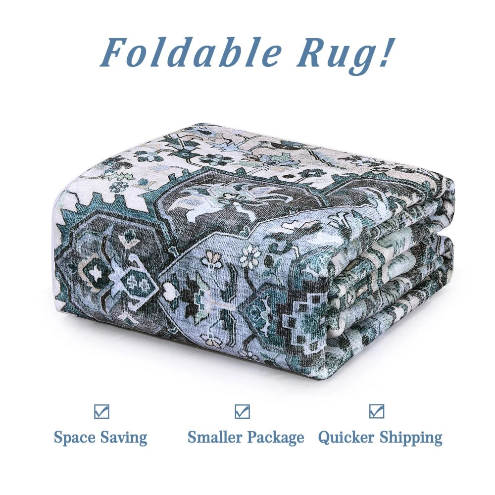 8x10 Washable Vintage Medallion Area Rug – Soft Low-Pile Non-Slip Accent Carpet for Living Room & Bedroom