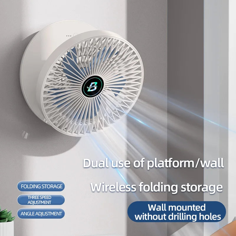 Compact USB Desk & Wall Fan – 3-Speed Silent Cooling with Foldable Space-Saving Design for Home & Office 🌬️✨