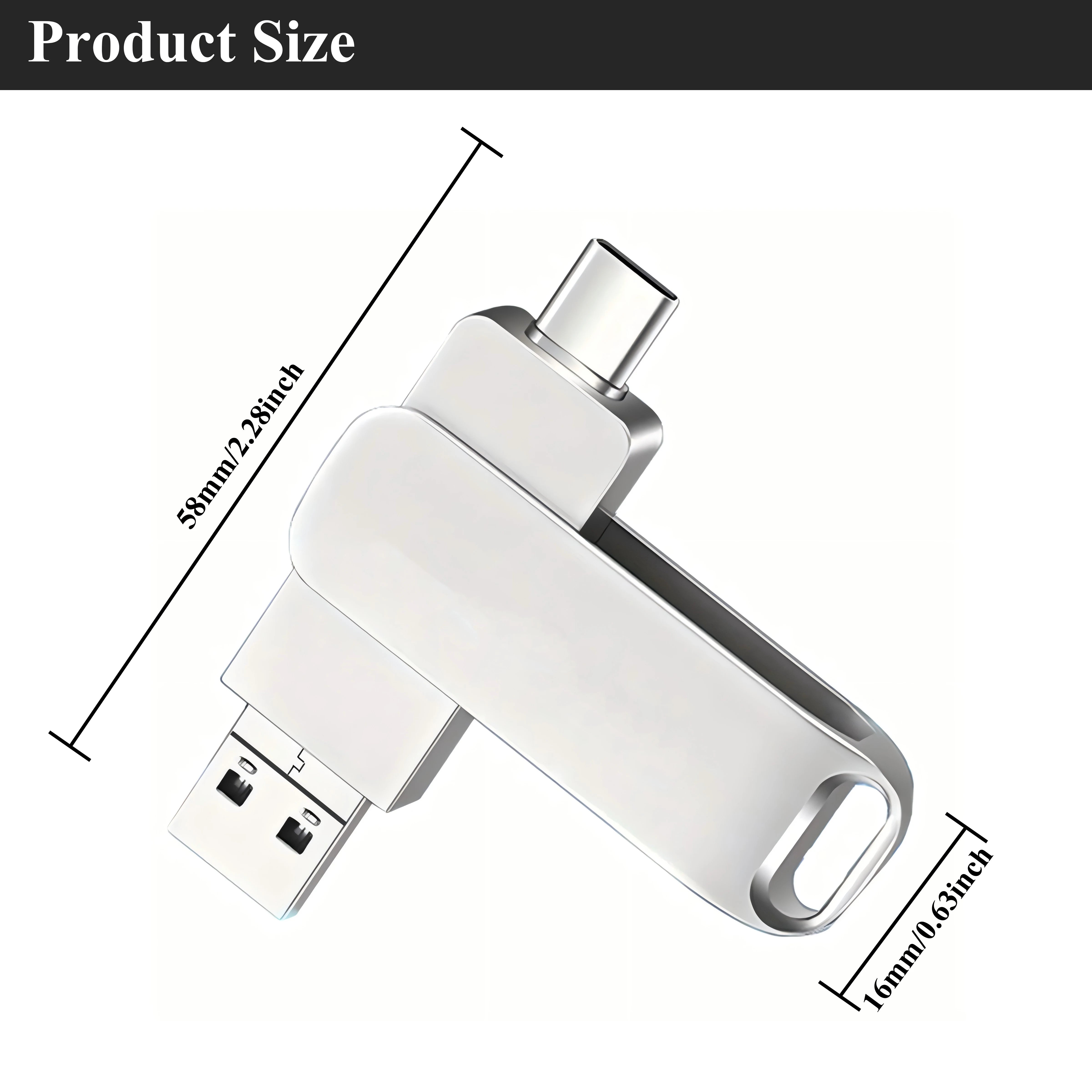 3-Pack 3-in-1 USB Flash Drives – High-Speed Metal Type-C Pen Drives 128GB/64GB/32GB/16GB/8GB for PC, Laptops & Tablets