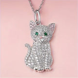 Cute White Cat Pendant Necklace – Adorable Pink-Ear Kitten Cartoon Jewelry for Women & Girls, Perfect Birthday Gift