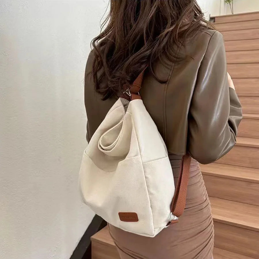2025 women’s canvas tote bag – large-capacity handbag, multi-functional casual crossbody & shoulder bag for shopping and daily use