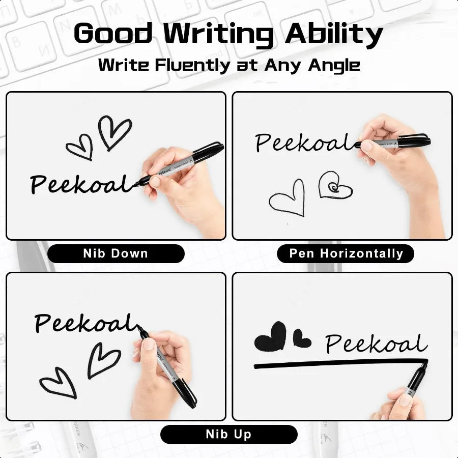 8-Pack Black Permanent Markers – Fine-Tip, Quick-Dry, Water-Resistant Ink Pens for Office & School ✍️