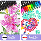 72 Colors Dual Tip Markers – No Bleeding Fine & Brush Tip Pens for Adult Coloring Books, School & Art Projects