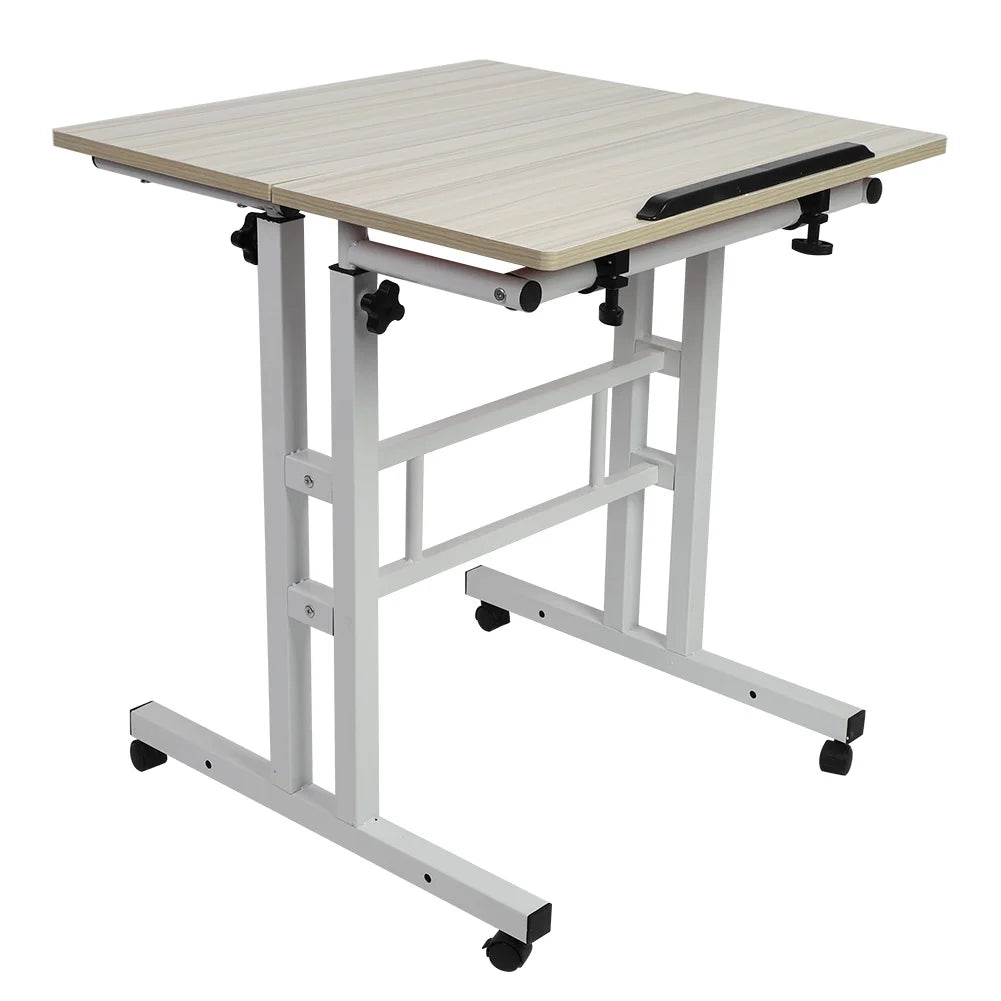 60 cm Adjustable Computer Standing Desk with Casters – Portable Sit-Stand Laptop Workstation