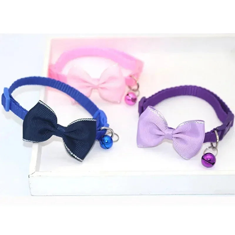 Adjustable Pet Collar with Bow Tie & Bell – Cute Dog Collar for Puppies, Cats & Rabbits, Stylish & Comfortable Design