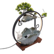 Ceramic Indoor Tabletop Fountain – LED Light Waterfall with Mist, Deer & Plants Design for Home Spa & Yoga Relaxation