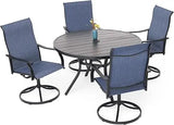 “5-Piece Outdoor Dining Set – 48-Inch Round Table with 4 Swivel Textilene Chairs, All-Weather Patio Furniture (Blue)”