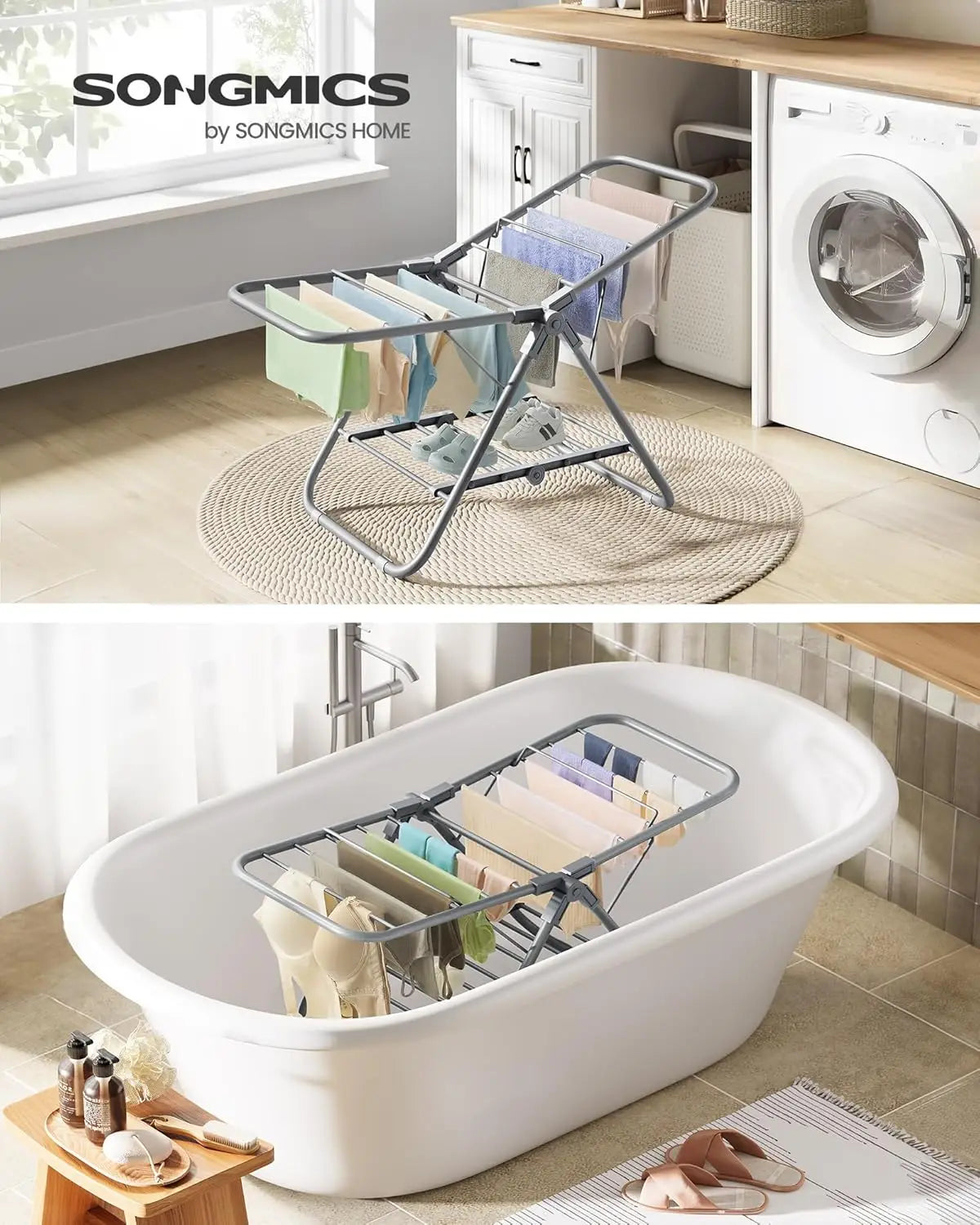 Foldable 2-Level Laundry Drying Rack – Space-Saving Clothes & Towel Drying Stand for Small Spaces