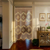 Wooden Bead Doorway Curtain – 35″ × 43″/68″ × 9″ Natural Boho Beads for Front Door Decor