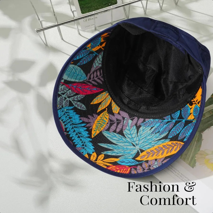 Women’s Wide Brim Sun Hat – UV Protection Beach Hat with Packable Ponytail Visor for Summer Travel