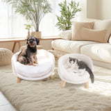 Luxury Cat Bed – Soft Plush Nesting Chair with Cushion Pad, Wooden Legs & Washable Waterproof Design for Small Pets