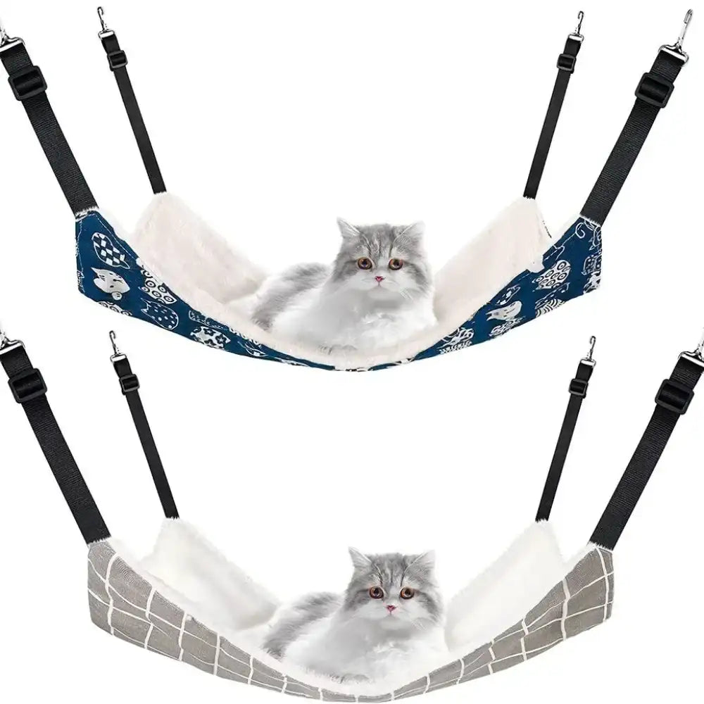 2 Pcs Reversible Cat Hanging Hammock – Soft Breathable Pet Cage & Bed for Small Dogs, Rabbits & Cats