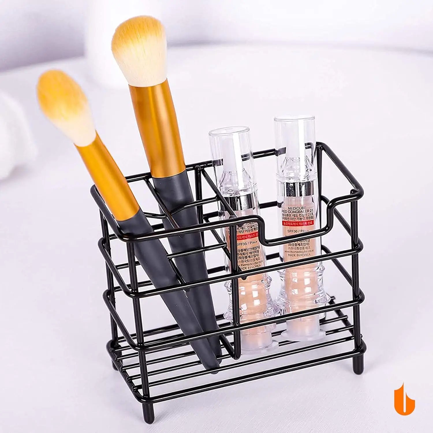 304 Stainless Steel Toothbrush & Toothpaste Holder Stand – Bathroom Organizer (Black)