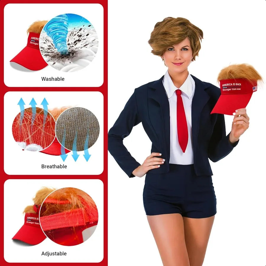 Zadin “Official President Donald T.” Hair-Visor Patriotic Adjustable Cap – Unisex