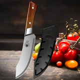 Hand-Forged Professional Bone-Removing Knife with Leather Sheath – Chef’s Choice for Kitchen & Meat Preparation