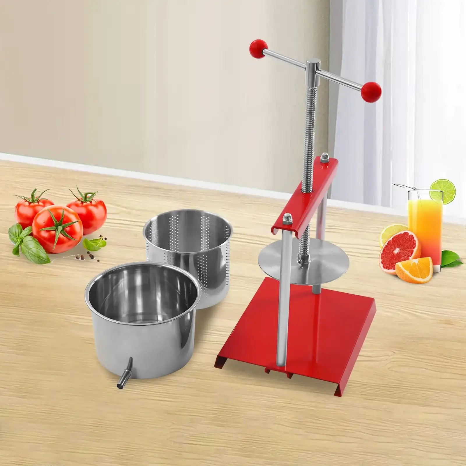 0.8 Gallon Stainless Steel Manual Press – Cheese, Herb, Fruit & Wine Press Machine for Juice, Vegetables & Olive Oil Extraction