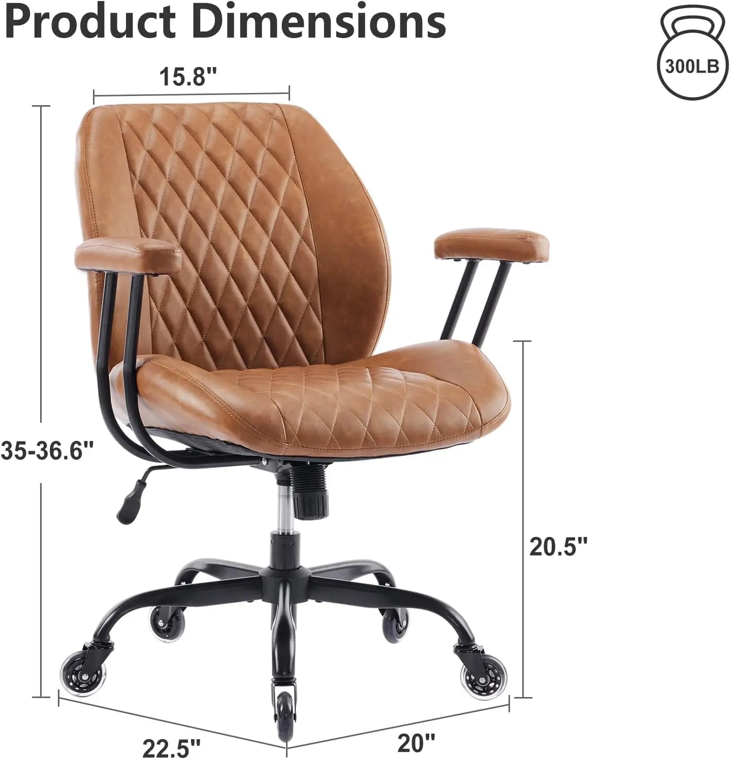 💺 Ergonomic Office Desk Chair – Computer Chair with Lumbar Support, Adjustable Height & Rubber Casters for Home Office
