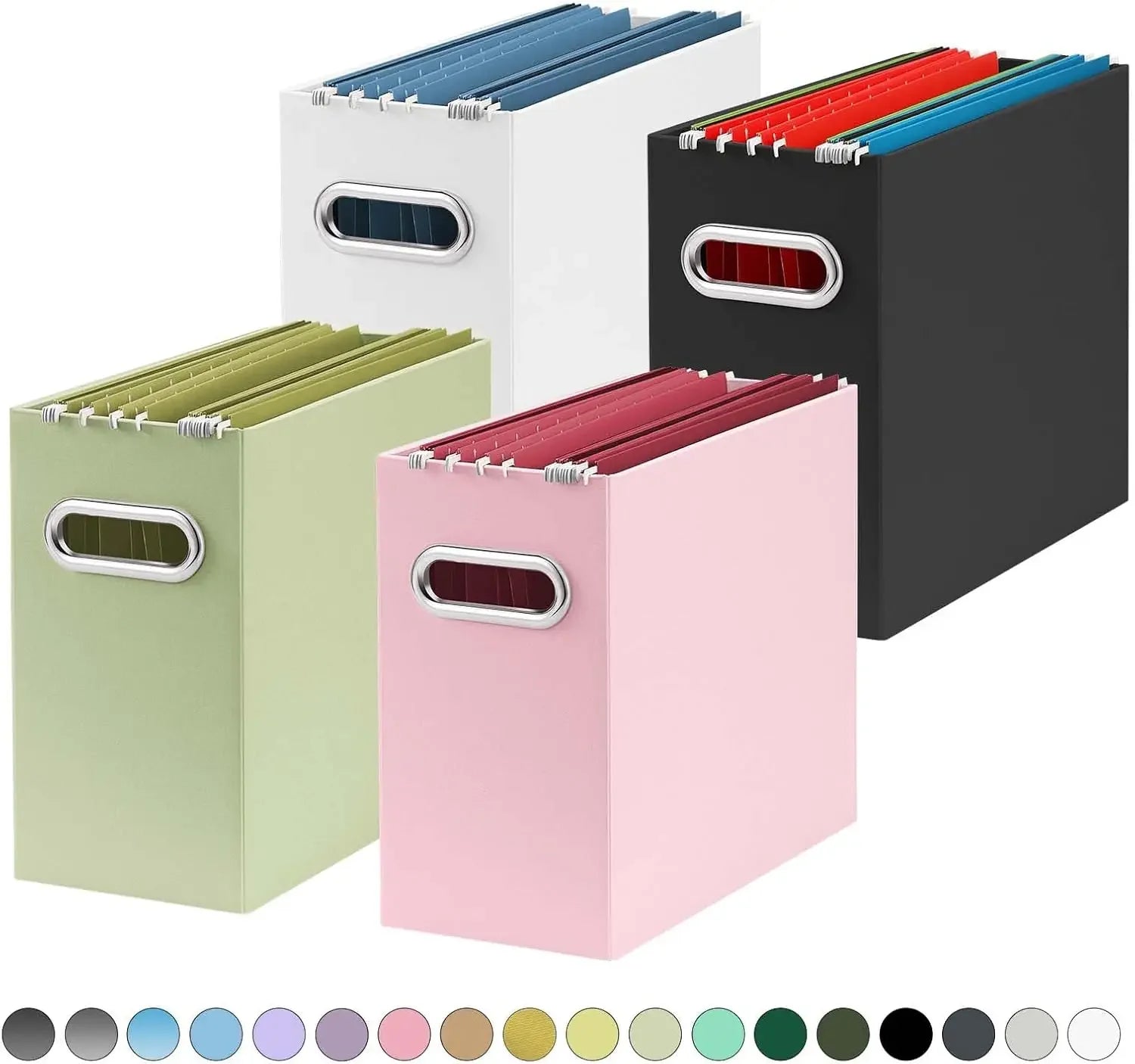 Collapsible File Organizer Box – 2-Pack Portable Storage with Handle for Office & Home (Pink) 📁