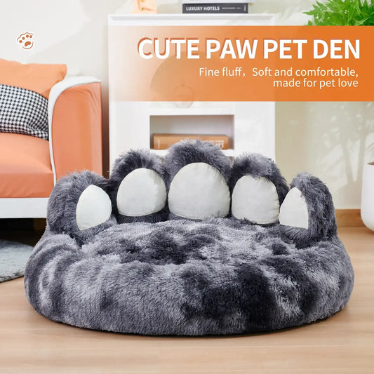 Cozy Paw-Shaped Fluffy Dog Bed – Deep Sleep Cushion for Dogs & Cats (Warm, Anti-Slip, Extra Plush)