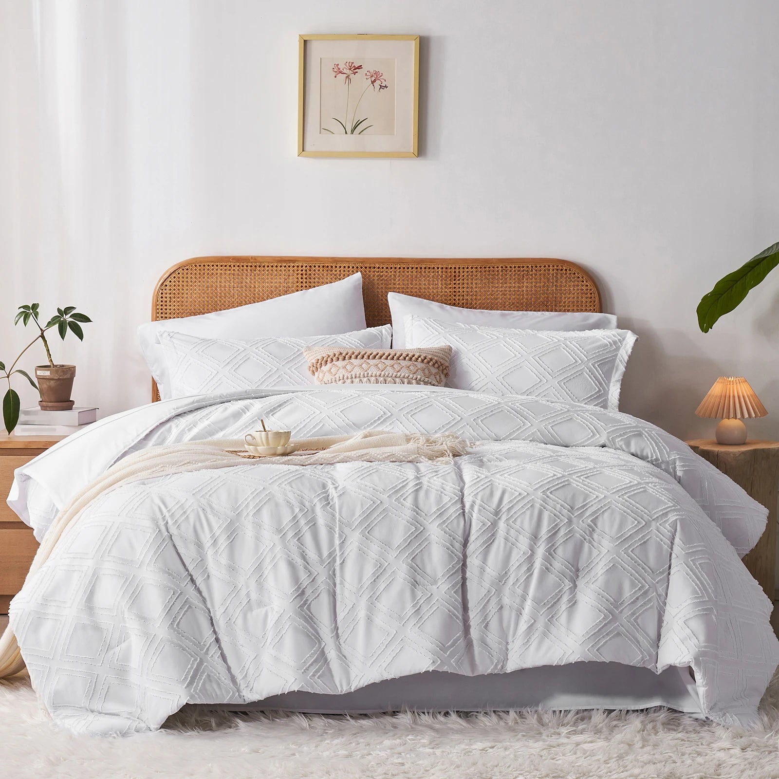 7-Piece Diamond Tufted Comforter Set – Fluffy Soft All-Season Bedding Bundle (Gift Ready)