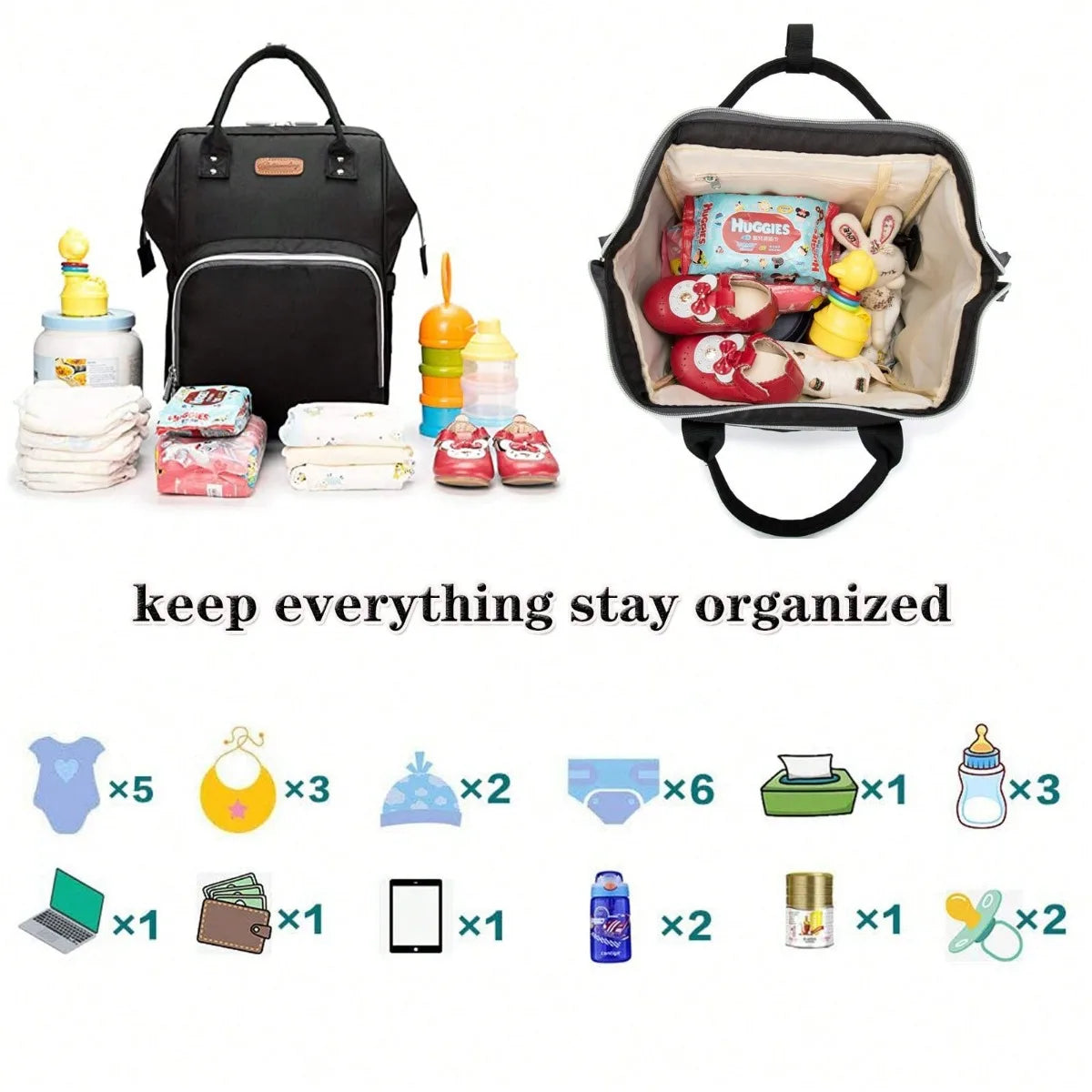 Stylish Baby Diaper Bag Backpack – Large Multi-Function Nappy Bag with Changing Pad | Travel Baby Care Backpack for Moms & Dads