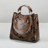 Women’s PU Leather Bucket Bag – Embossed Large-Capacity Shoulder Tote with Top Handle for Work, Shopping & Travel