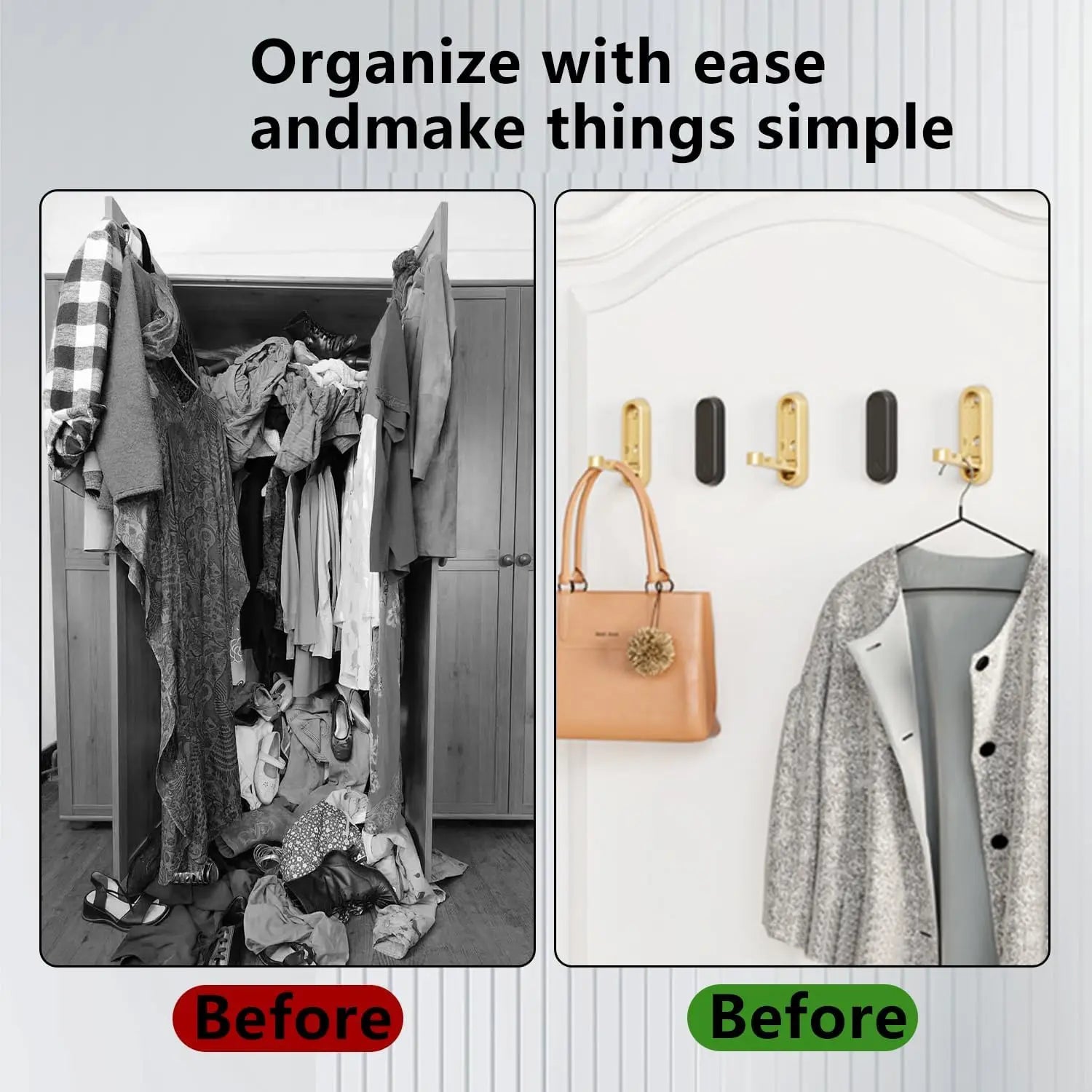Heavy‑Duty Self‑Adhesive Wall Hooks (2‑Pack) – Matte Black Metal No-Drill Towel & Coat Holders
