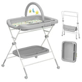Adjustable Height Folding Baby Diaper Changing Table – Portable Station with Wheels & Organizer