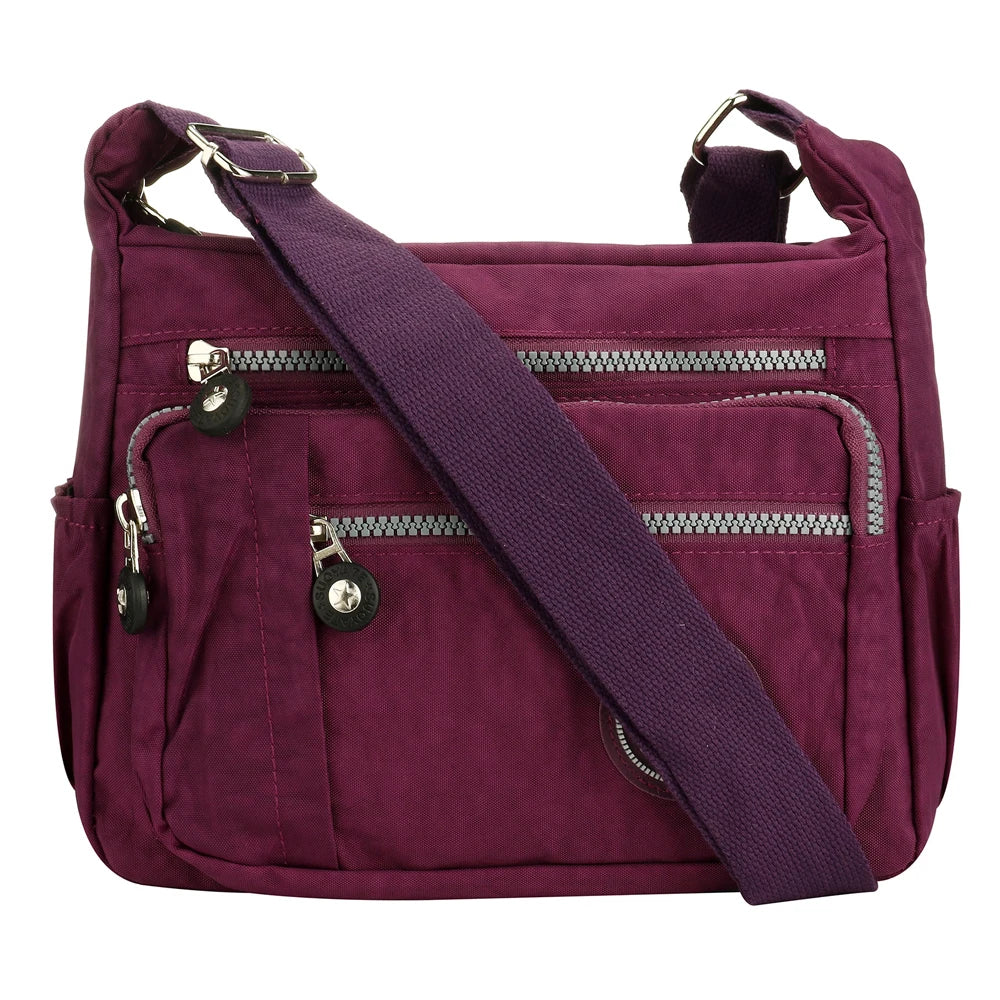 Women’s Waterproof Nylon Floral Multi-Pocket Crossbody Bag – Casual Shoulder Messenger Bag