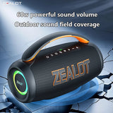 Zealot P12 60 W Wireless Outdoor Speaker – Dual-Pairing Subwoofer with 8,000mAh Battery for Home, Car & Travel
