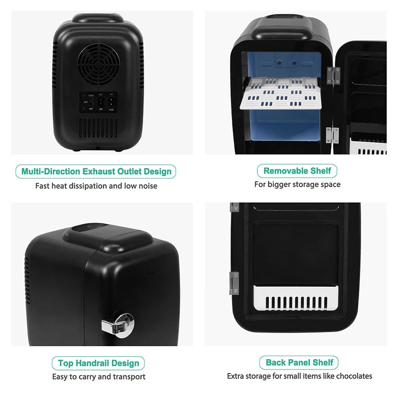 Crownful 4 L Mini Fridge – AC/DC Cooler & Warmer for Beauty, Skincare, Car & Travel