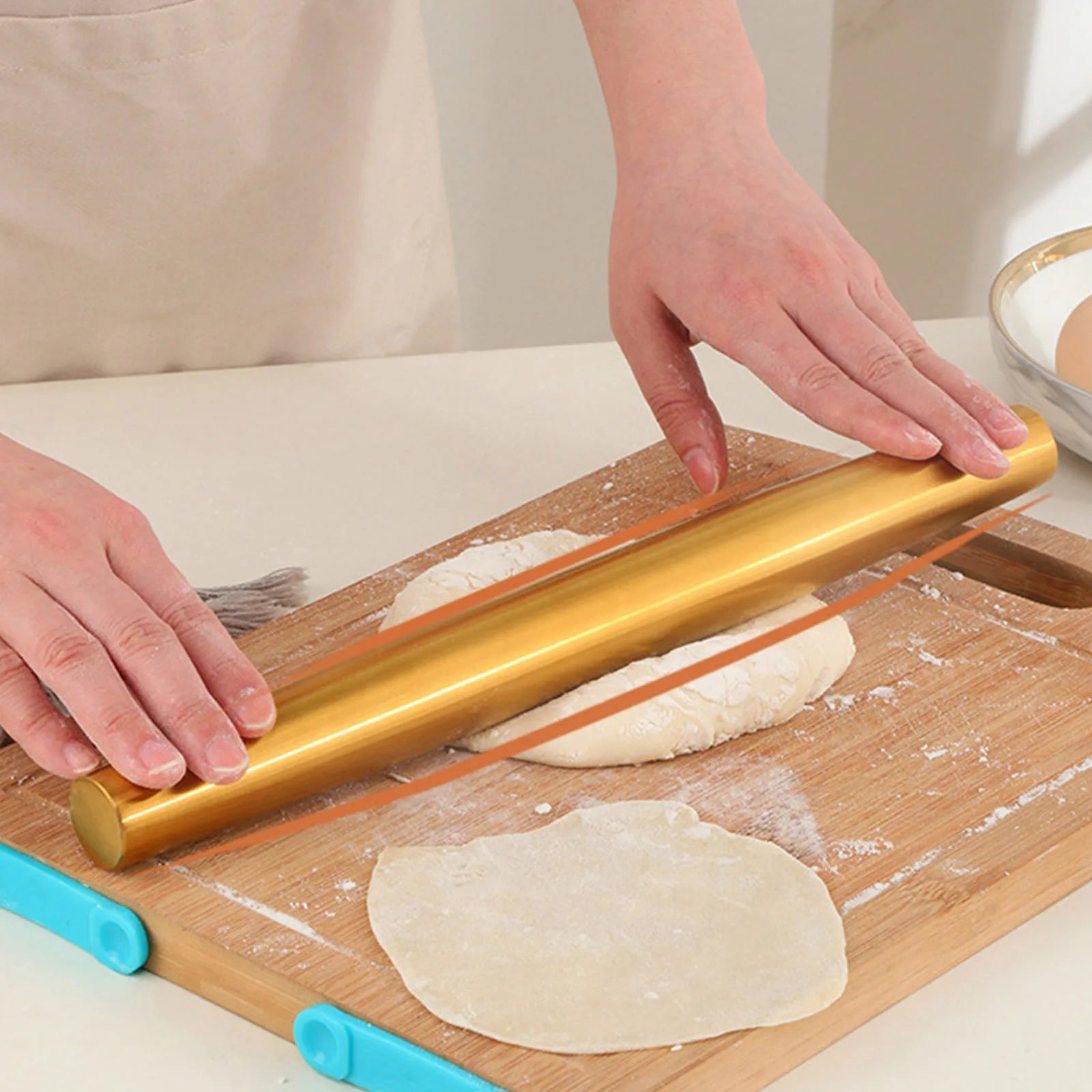 Stainless Steel Rolling Pin – Non-Stick Dough Roller for Baking, Pizza, Noodles & Dumplings